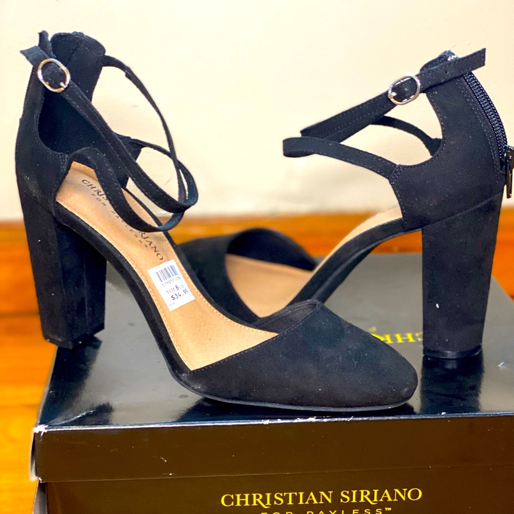 Black strapped heels